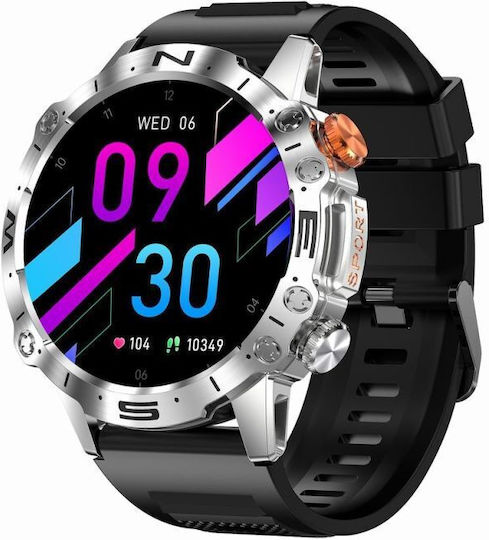 Gravity GT20 46mm Smartwatch with Heart Rate Monitor (Silver / Orange)