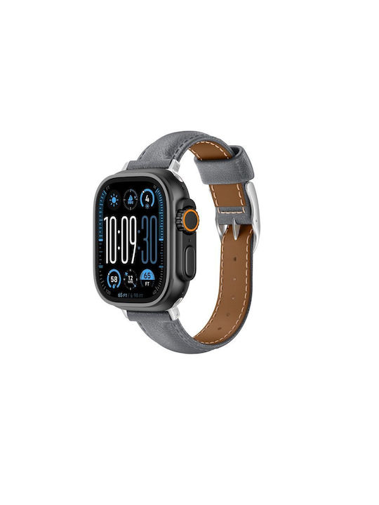 Amazingthing Class Band Кожена Каишка Apple Watch 45 46 49 Mm Сива