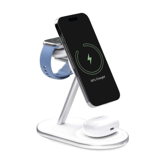 Puro Wireless Charger Qi2 30W Whites (Mag Station 3 in 1)