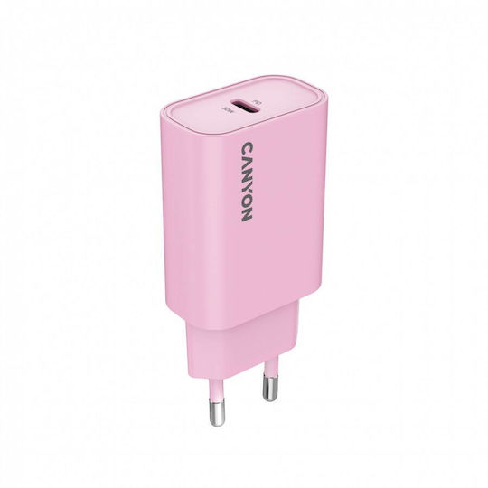Canyon Φορτιστής Χωρίς Καλώδιο με Θύρα USB-C 30W Power Delivery Ροζ (OnCharge)