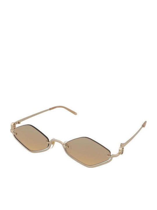 Gucci Unisex Γυαλιά Ηλίου με Χρυσό Μεταλλικό Σκελετό και Καφέ Ντεγκραντέ Φακό GG1604S 003