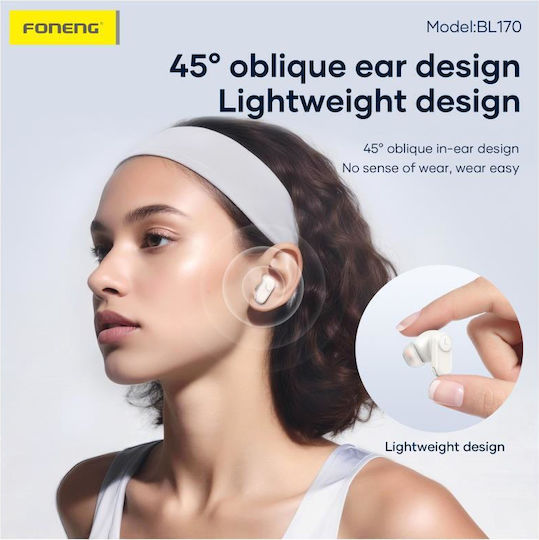Foneng BL170 In-ear Casti Bluetooth Handsfree cu Husă de Încărcare Albe