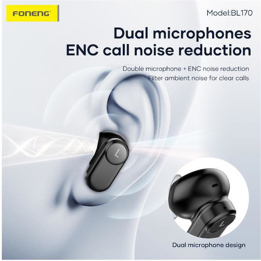 Foneng BL170 In-ear Casti Bluetooth Handsfree cu Husă de Încărcare Albe