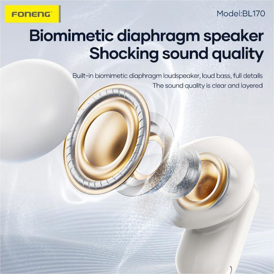 Foneng BL170 In-ear Casti Bluetooth Handsfree cu Husă de Încărcare Albe