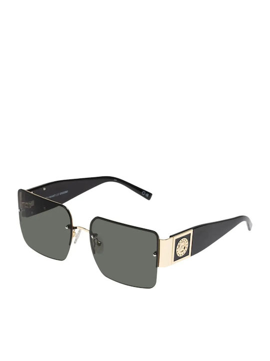 Le Specs Herren Sonnenbrille mit Schwarz Metall Gestell und Schwarz Spiegel Linse 379769