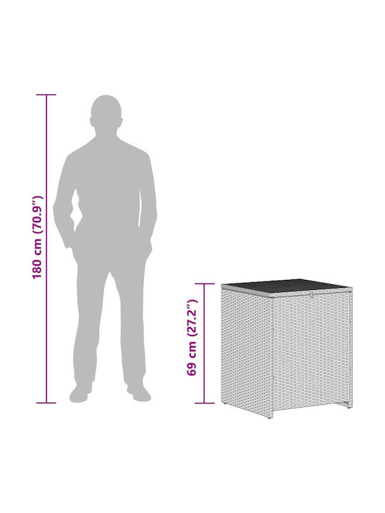 vidaXL Outdoor Storage Box Rattan Beige L55xW55xH69cm