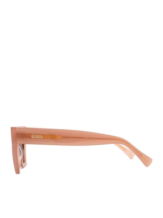 Faos Skyros Women's Sunglasses with Pink Plastic Frame and Brown Gradient Lens SKYROS017565319145