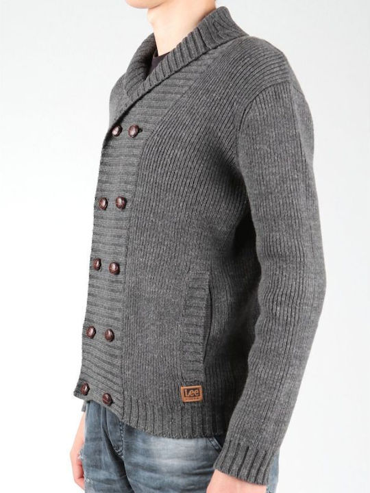 Herren Gestrickte Fleecejacke mit Buttons Grau