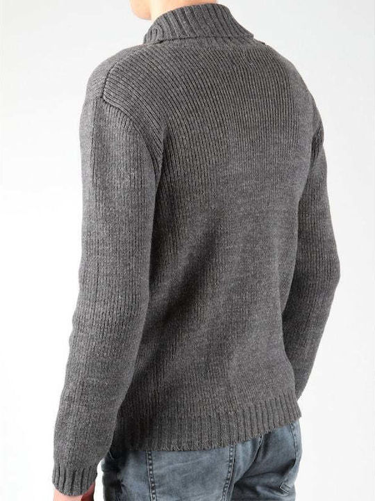 Herren Gestrickte Fleecejacke mit Buttons Grau