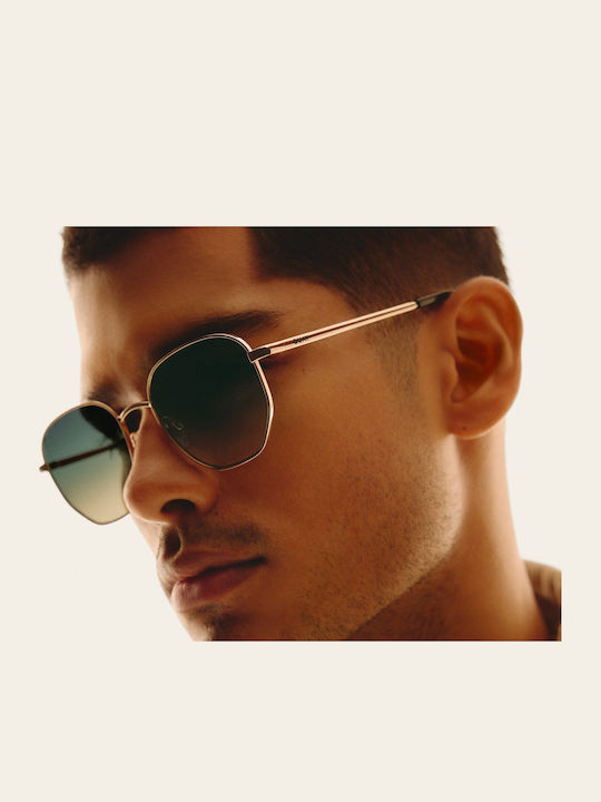 Quay Australia Unisex Sunglasses with Gold Metal Frame and Gold Gradient Lens 476818