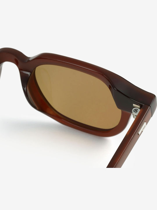 Projekt Produkt Men's Sunglasses with Brown Plastic Frame and Transparent Lens 476364