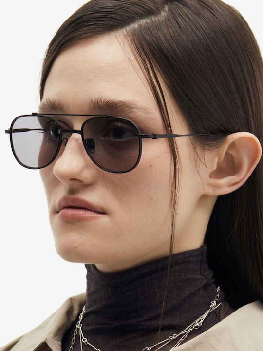 Projekt Produkt Unisex Sunglasses with Black Metal Frame and Gray Lens 476454
