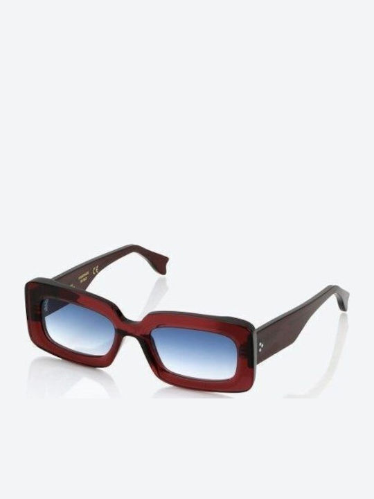Monokol Women's Sunglasses with Red Plastic Frame and Blue Gradient Lens 499163