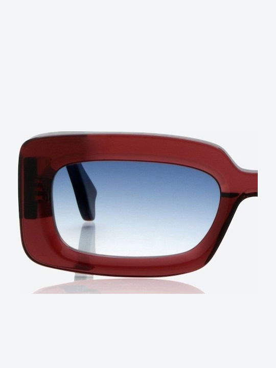 Monokol Women's Sunglasses with Red Plastic Frame and Blue Gradient Lens 499163