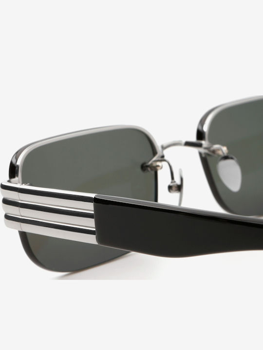 Projekt Produkt Men's Sunglasses with Silver Metal Frame and Silver Mirror Lens 476424