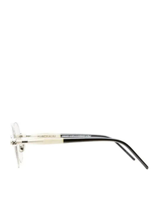 Kuboraum Maske Men's Sunglasses with Silver Metal Frame and Silver Mirror Lens