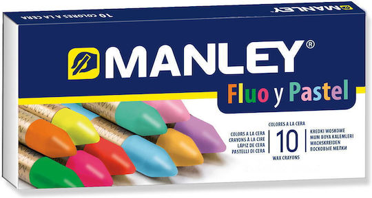 Manley Wachskreiden Kartonbox Fluoreszierende Pastell Mehrfarbige 10 Farben Box