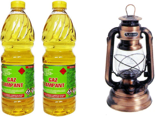 Set Copper Classic Kerosene Lamp 25 Cm Height 2 Pcs X 0.8l Kerosene
