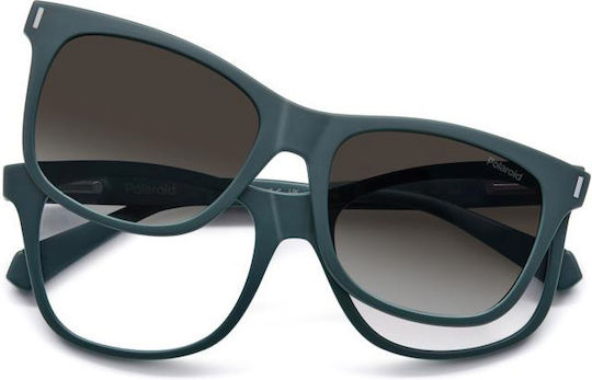 Polaroid Frauen Brillengestelle mit Rezept Pld 6202/cs Pyw Clip-On Grünes Grau
