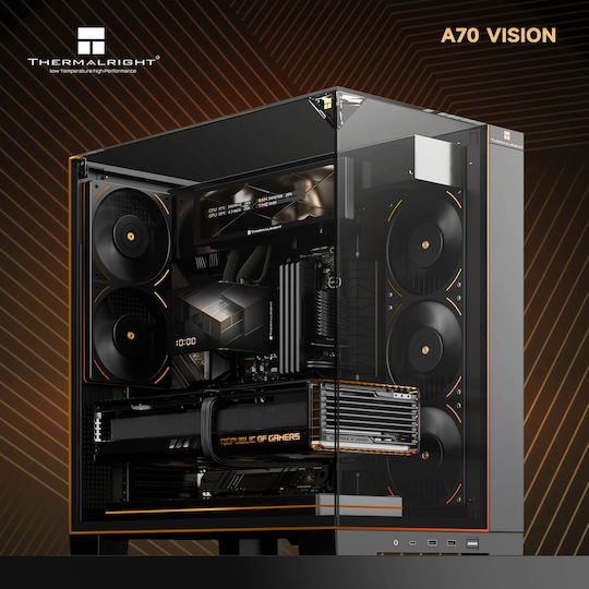 Thermalright Vision TR-A70 Gaming Midi Tower Кутия за Компютър с Страничен Прозорец и ARGB Осветление Черна