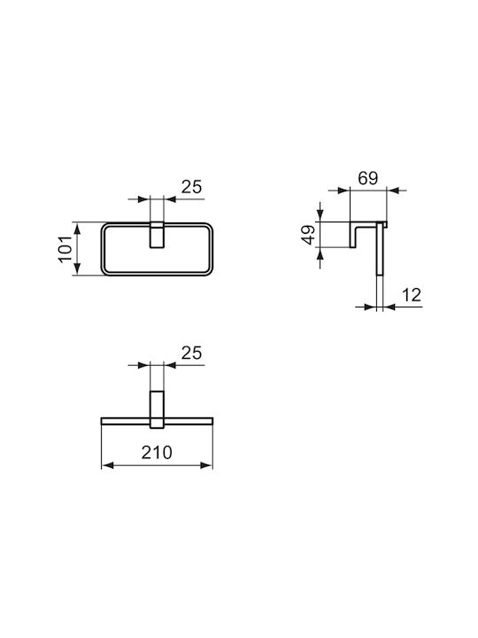 Ideal Standard Conca Κρίκος Μπάνιου Μονός με Βίδες Ασημί