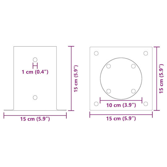 vidaXL Post Support for Garden Fence Made of Metal 15x15x15cm 12 Pieces Silver