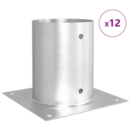 vidaXL Post Support for Garden Fence Made of Metal 18x18x15cm 12 Pieces Silver
