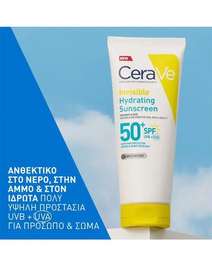 CeraVe Invisible Хидратиращ Водоустойчива Слънцезащитна Лосион За Лице и Тяло SPF50+ 177ml
