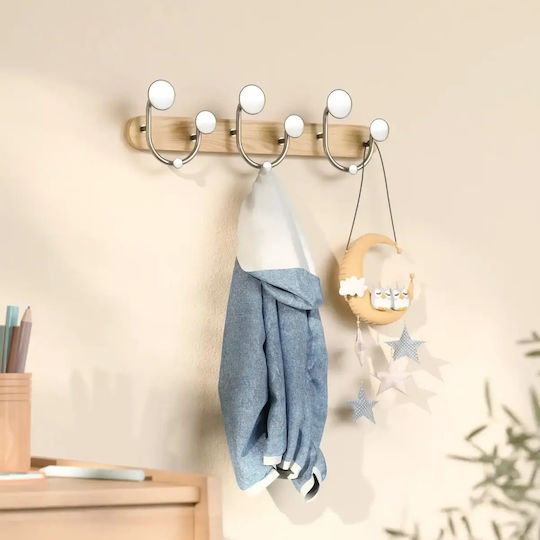 Umbra Wall Hanger Melody Wooden 8 Hooks Beige