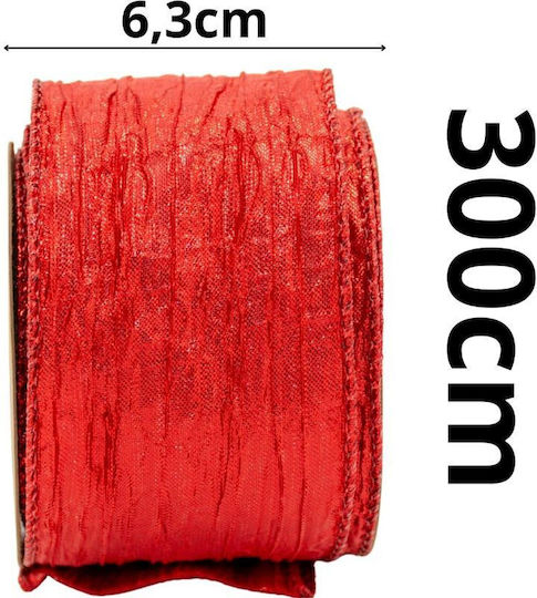 Crimped Ribbon 6.3cmx3m Red Red