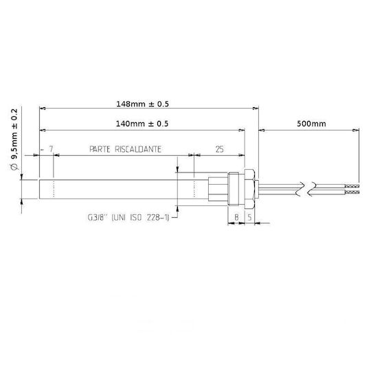 Отоплителна Устойчивост За Пелетна Печка Mcz Червена Дължина 148mm 350w X2