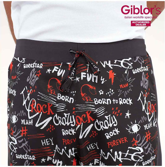 Chef Pants Elastic Waist Pattern Synthetic Zeno Rock