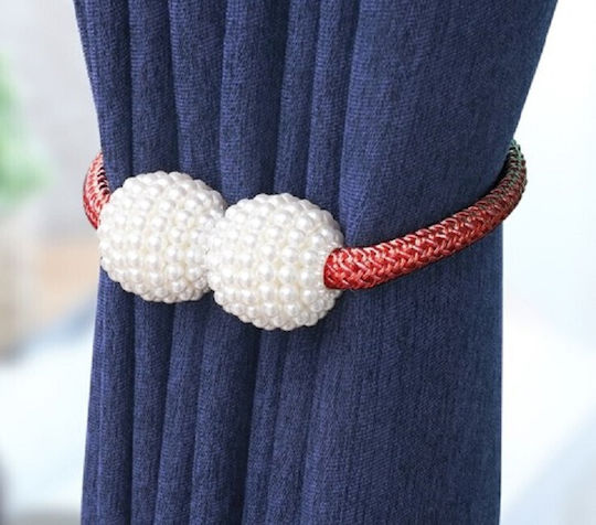 Tie-Back Magnetic Din Țesătură Roșie 2 Bucăți