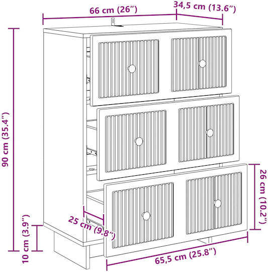 Metal Storage Cabinet L66xW34.5xH90cm