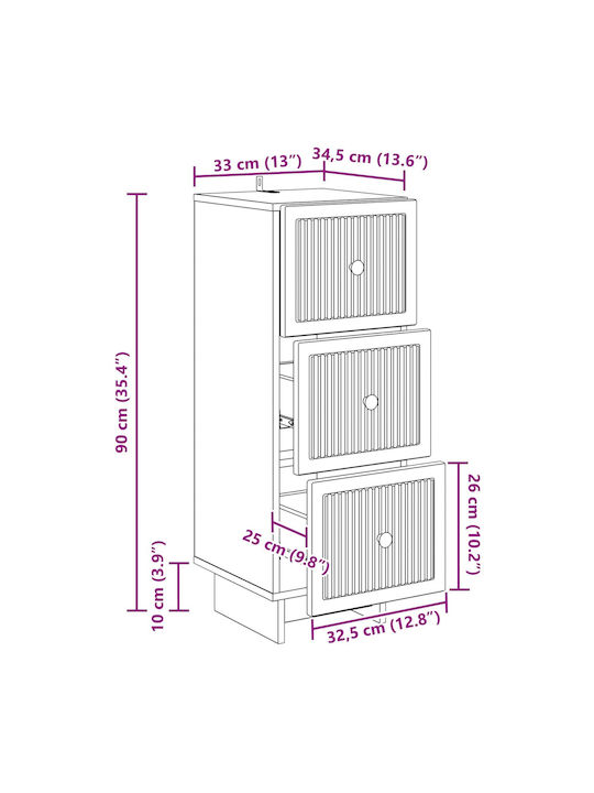 Metal Storage Cabinet L33xW34.5xH90cm