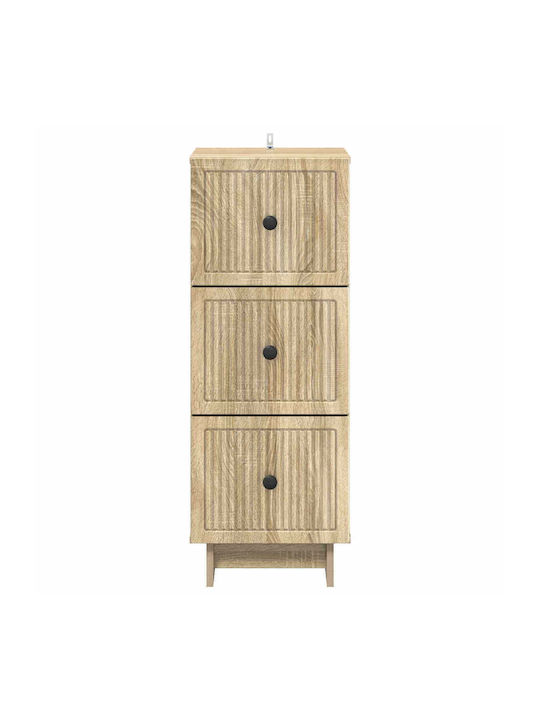 Wooden Storage Drawers with 3 Drawers L33xW34.5xH90cm