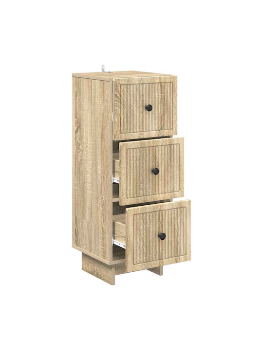 Wooden Storage Drawers with 3 Drawers L33xW34.5xH90cm