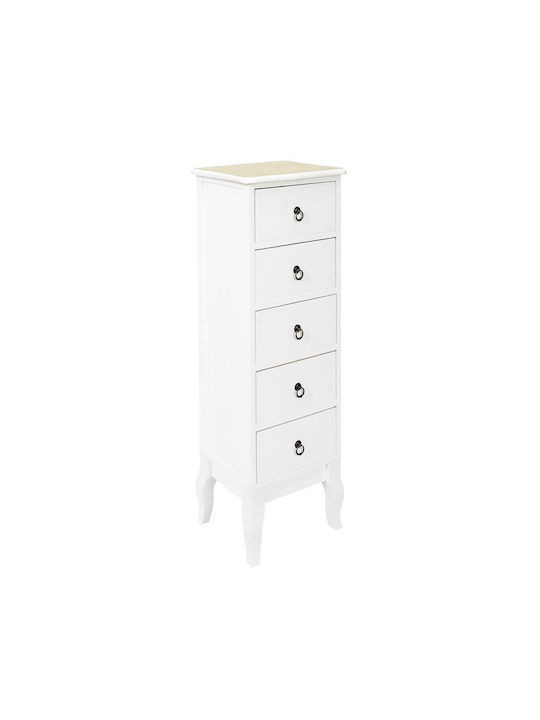 Wooden Storage Drawers with 5 Drawers Λευκό L34xW30xH100cm