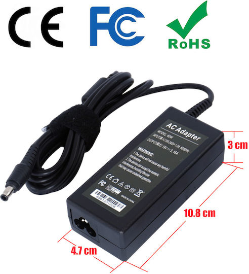 Φορτιστής Laptop 60W 19V 3.16A για Samsung με Αποσπώμενο Καλώδιο Τροφοδοσίας