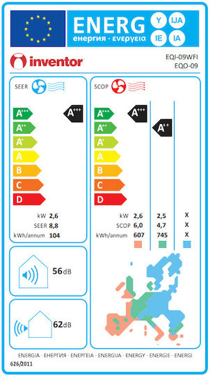 Inventor EconIQ Klimaanlage Inverter 9000 BTU A+++ / A++ mit künstlicher Intelligenz