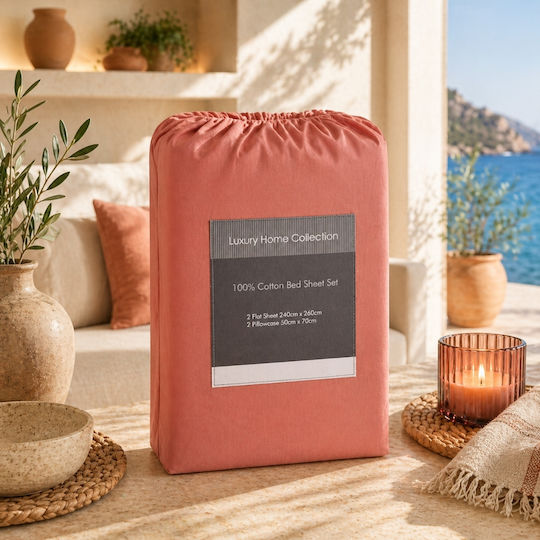 Oxford Home Σετ Υπέρδιπλο 4τμχ 240x260εκ. Σάπιο Μήλο