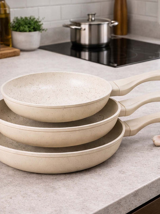 Signature Set 3 Pans 20 24 28cm Non-stick Mineral Coating Beige