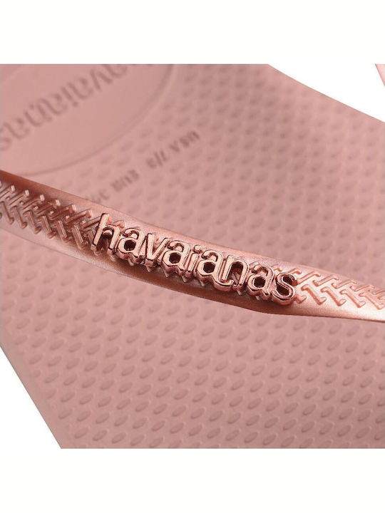 Slim Logo Metallic Σαγιονάρες σε Ροζ Χρώμα