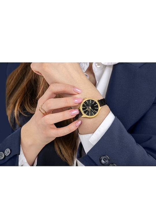 Giewont Womens Battery Watch With Black Metal Bracelet