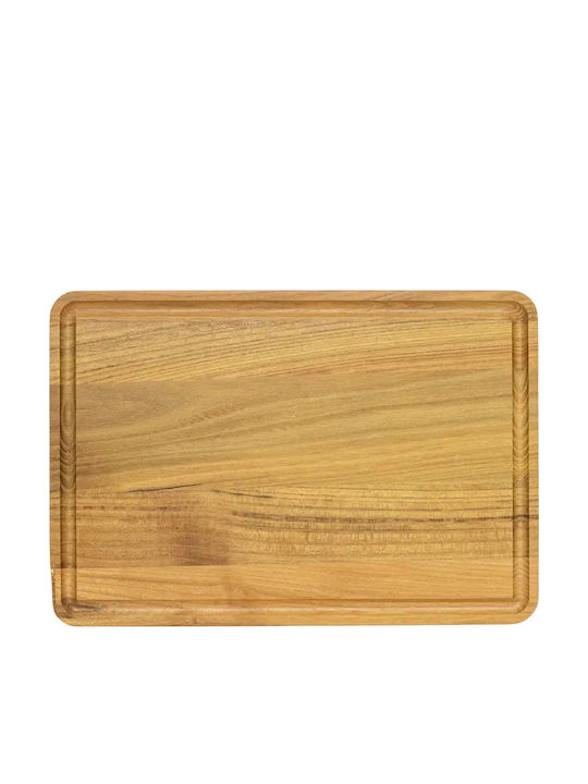 Ξύλινο Πλατώ Σερβιρίσματος Teak Με Αυλάκι 40x28 Εκ.