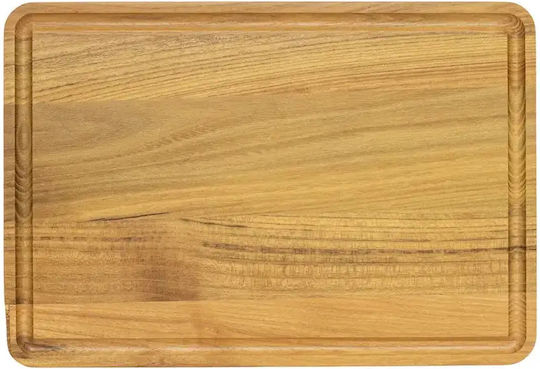 Ξύλινο Πλατώ Σερβιρίσματος Teak Με Αυλάκι 40x28 Εκ.