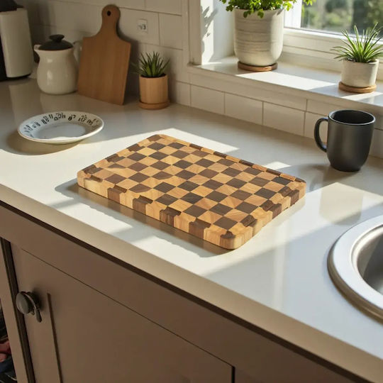 End Grain Wooden Serving Platter 35x24cm pl505.032