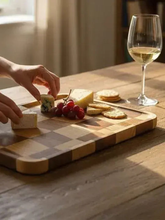 Ξύλινα Ορθογώνια Πιάτα End Grain Ακακίας & Rubberwood Με Τοίχωμα 38x24 Εκ.