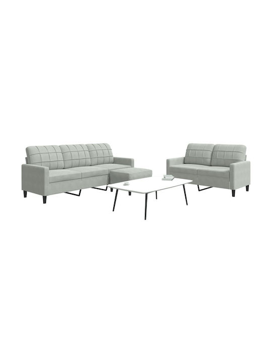 Living Room Furniture Set 3-Seater & 2-Seater & Armchair Gray