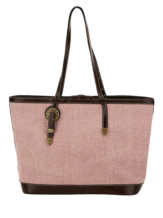 Fabric Women's Shoulder Shopper Bag Pink